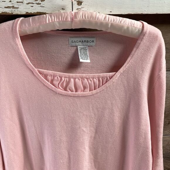 Sag Harbor Women’s Pink Sweater Top Pullover Size Large Coquette Girl - Picture 3 of 7